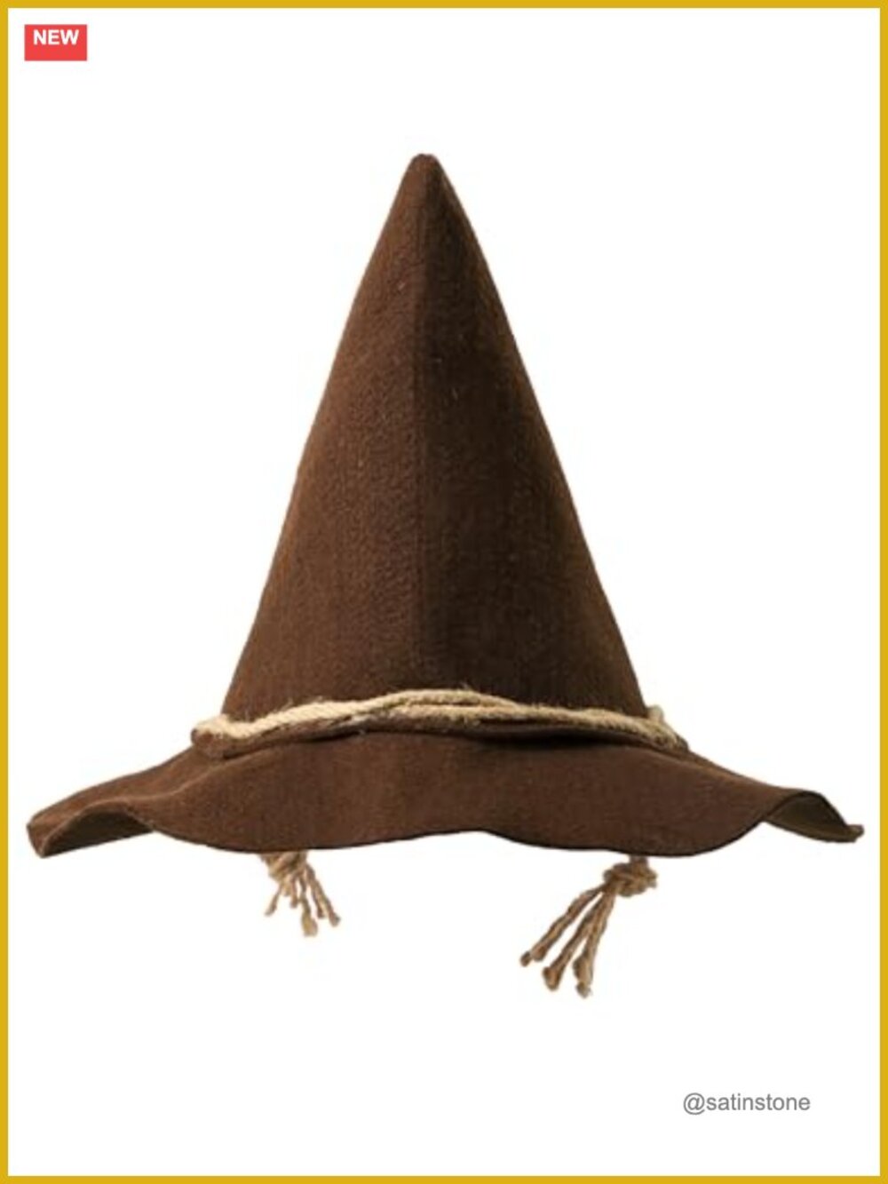 Adult Unisex Scarecrow Hat Wide Brim Knotted Tip Halloween Costume Accessory